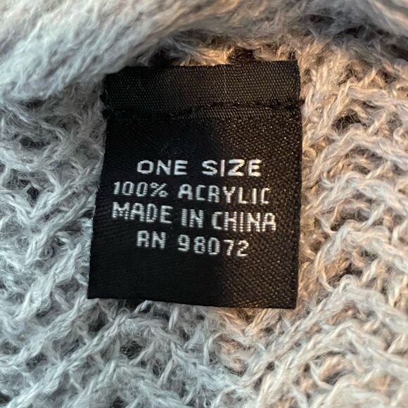 Cejon Open Knit Fringe Collar Scarf Gray Snood Neck Warmer Winter One Size - Picture 3 of 4